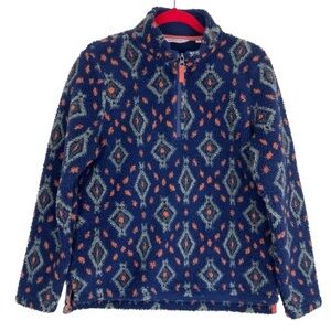 Orvis Sherpa Fleece Snow River Quarter Zip Pullover Aztec Southwestern Print M